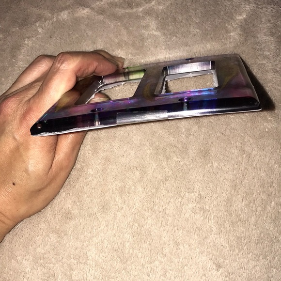 Custom epoxy 2 panel light switch plate multi colored with leaves by Me💕 - Picture 3 of 4